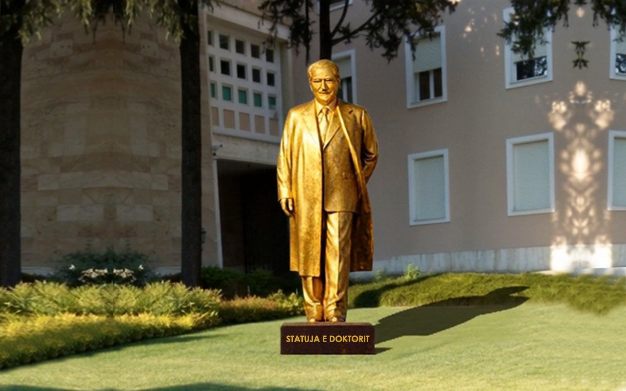 Sali Berisha nderohet me një statujë prej floriri